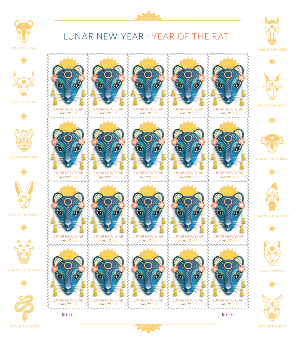 Lunar Year of the Rat Forever Stamps (1 Sheet) 20 Stamps
