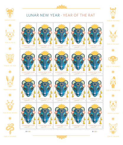 Lunar Year of the Rat Forever Stamps (1 Sheet) 20 Stamps