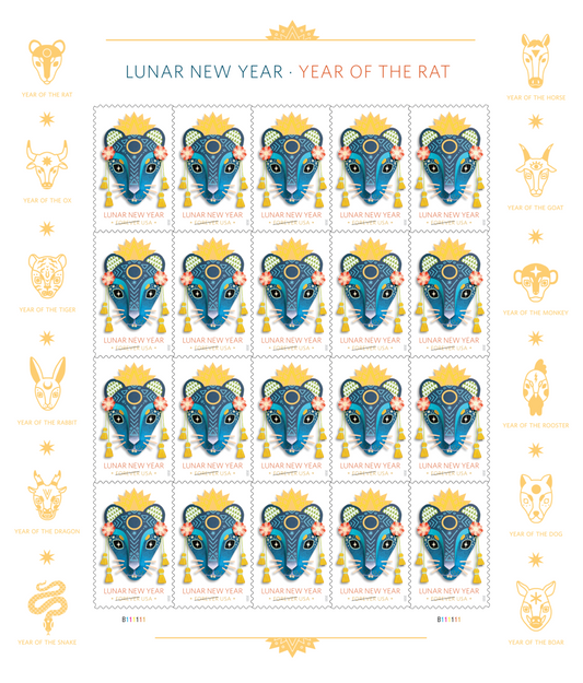 Lunar Year of the Rat Forever Stamps (1 Sheet) 20 Stamps