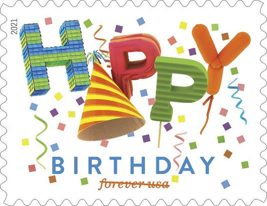 Happy Birthday Stamps (5 Sheets) 100 Stamps