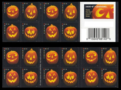 Jack O' Lantern Forever Stamps (1 Sheet) 20 Stamps