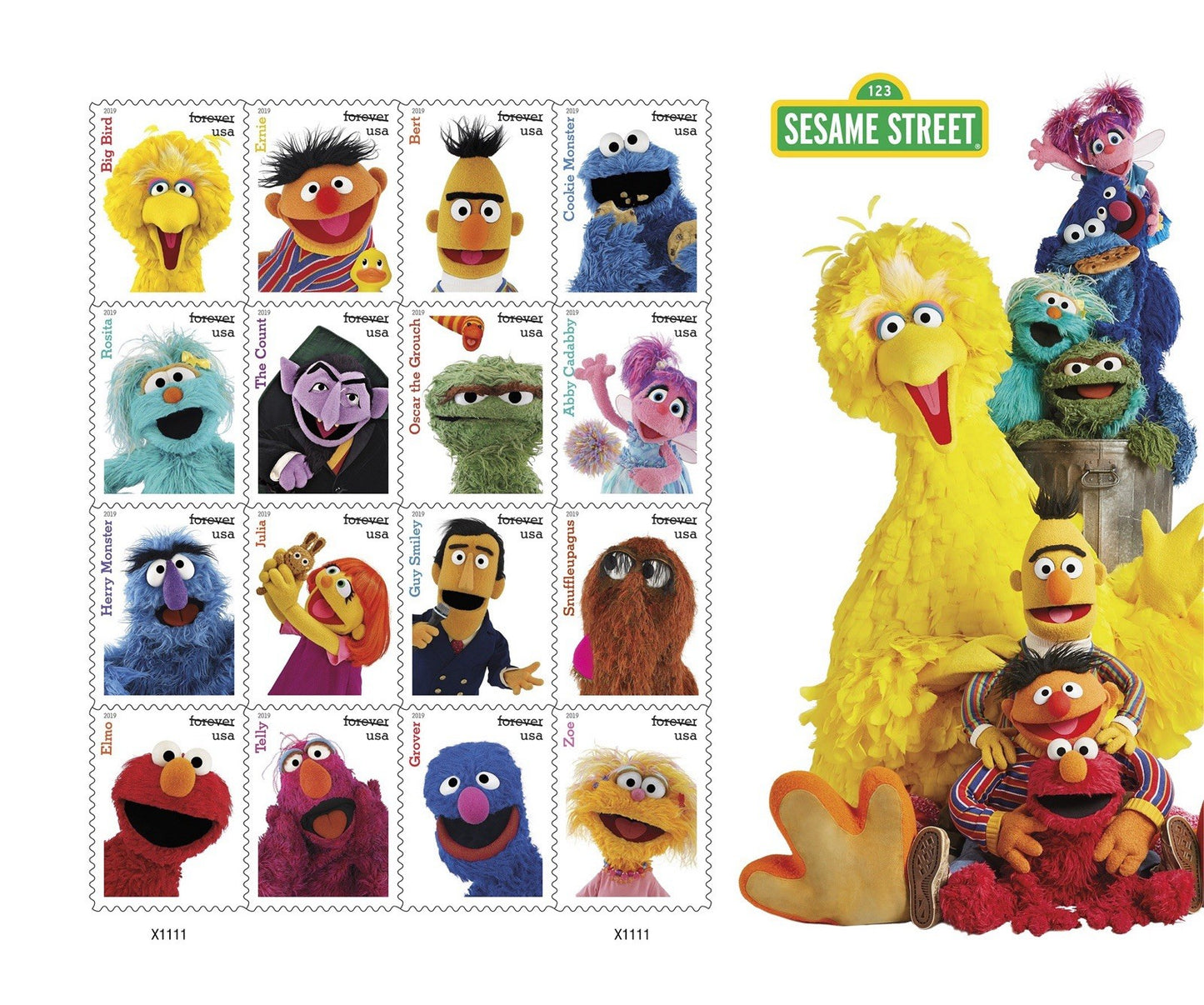 Sesame Street Forever Stamps (6 Sheets) 100 stamps