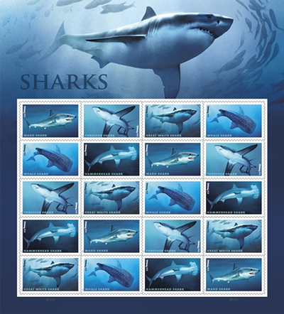 Sharks Forever Stamps (1 Sheet) 20 Stamps