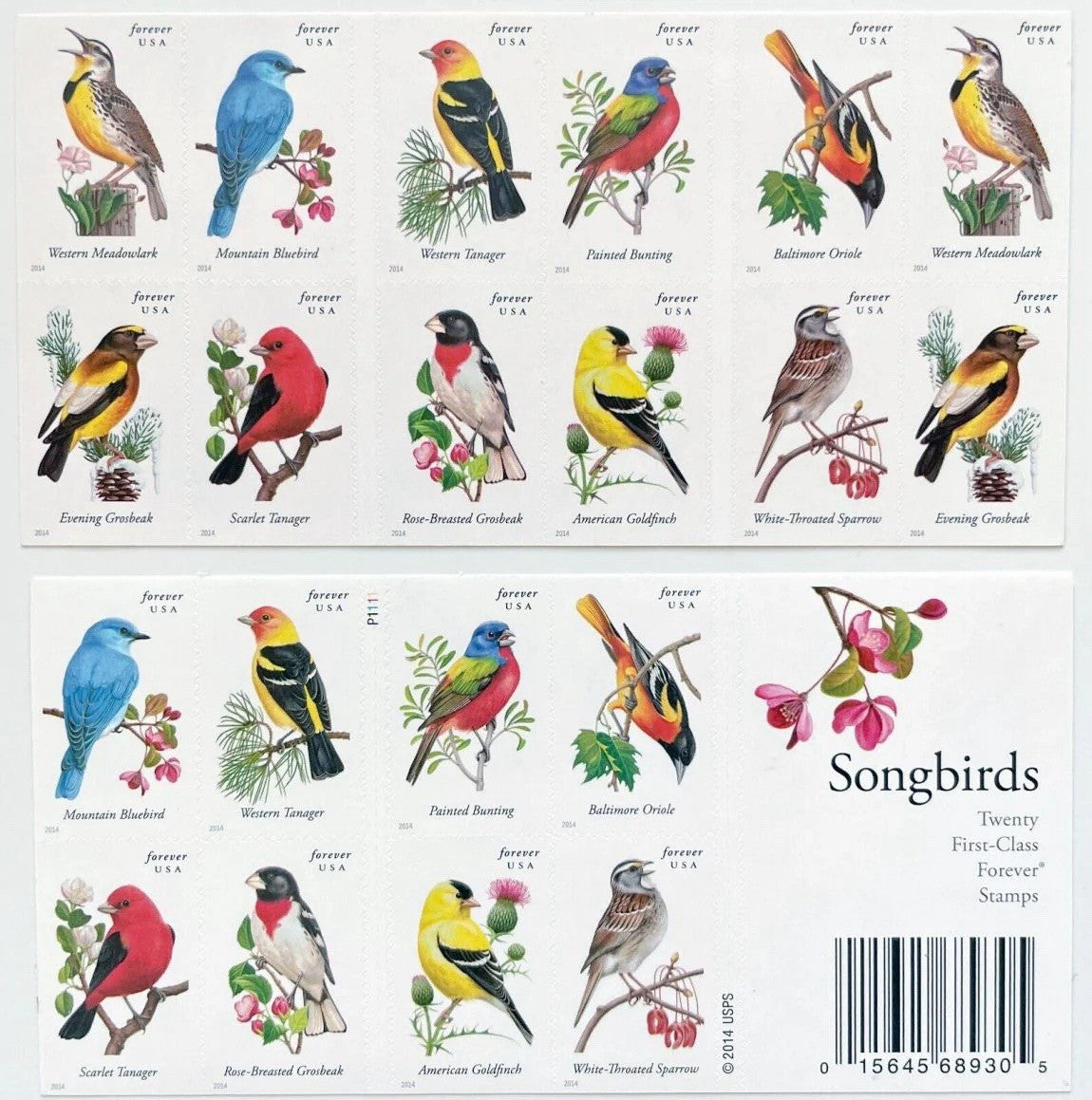 Songsirds Forever Stamps (5 Sheets) 100 stamps
